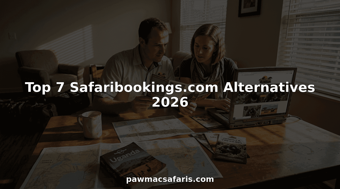 Couple planning African safari at dining table