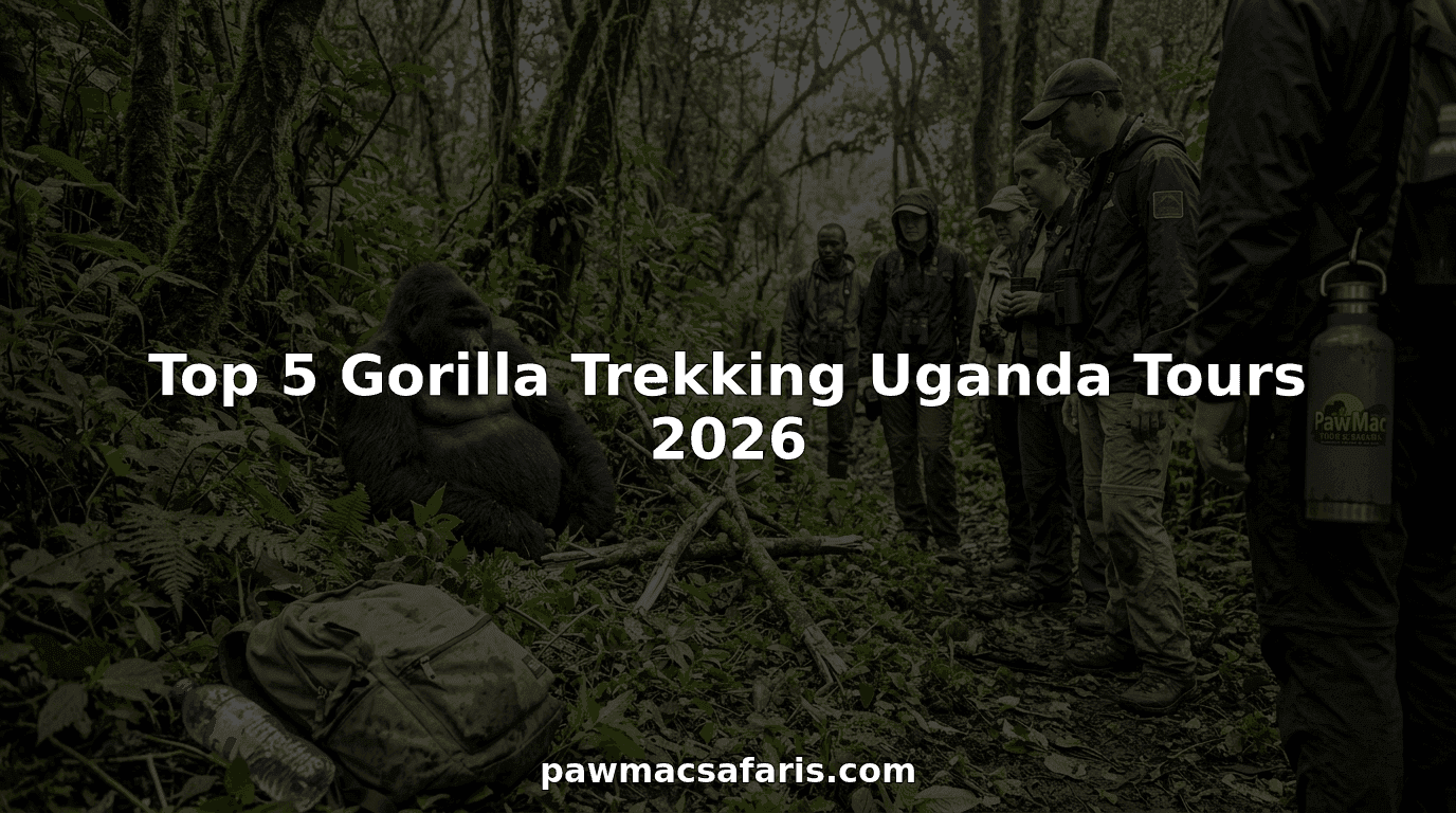 Gorilla and hikers in Bwindi Impenetrable Forest