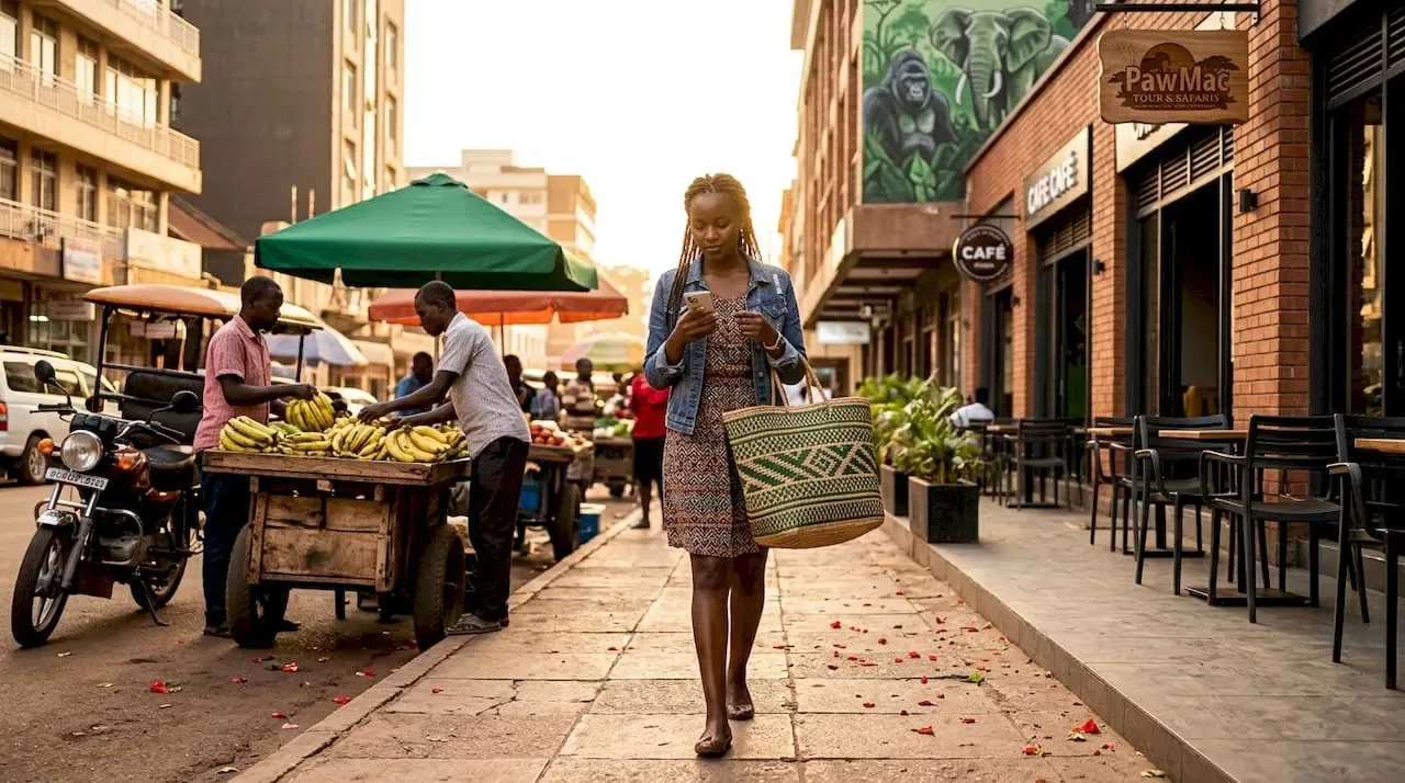 Morning street scene in downtown Kampala