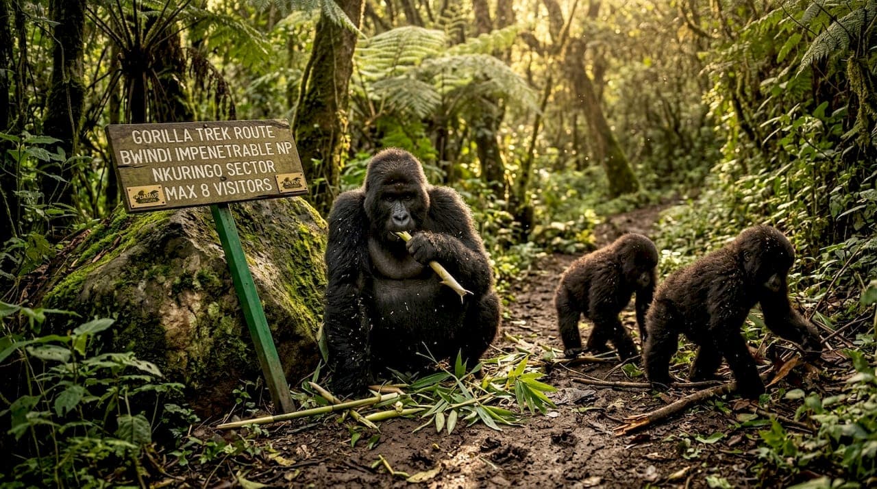 1778653481000 gorillas foraging for bamboo in uganda