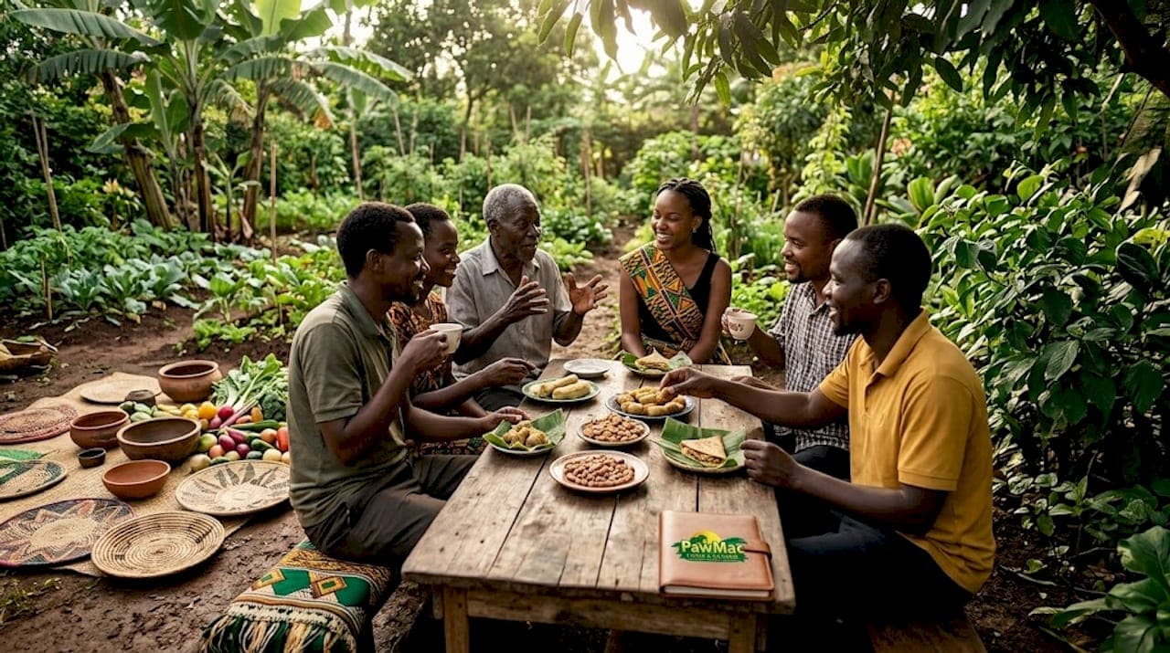 Ugandan community members sharing traditions