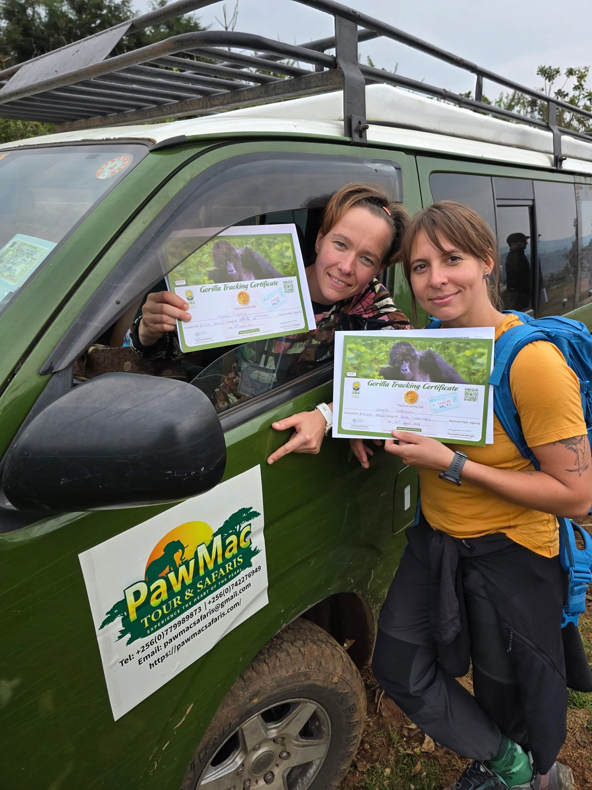 Gorilla Trekking certificates